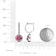 3 - Ilona (6mm) Round Rhodolite Garnet and Diamond Halo Dangling Earrings 