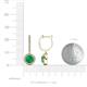 3 - Ilona (6mm) Round Emerald and Diamond Halo Dangling Earrings 