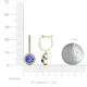 3 - Ilona (6mm) Round Tanzanite and Diamond Halo Dangling Earrings 