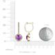 3 - Ilona (6mm) Round Amethyst and Diamond Halo Dangling Earrings 