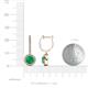 3 - Ilona (6mm) Round Emerald and Diamond Halo Dangling Earrings 