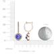 3 - Ilona (6mm) Round Tanzanite and Diamond Halo Dangling Earrings 