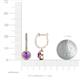3 - Ilona (5mm) Round Amethyst and Diamond Halo Dangling Earrings 