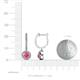 3 - Ilona (5mm) Round Pink Tourmaline and Diamond Halo Dangling Earrings 