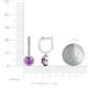 3 - Ilona (5mm) Round Amethyst and Diamond Halo Dangling Earrings 