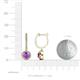 3 - Ilona (5mm) Round Amethyst and Diamond Halo Dangling Earrings 