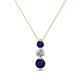 1 - Kesha (4.2mm) Round Blue Sapphire and Diamond Graduated Three Stone Drop Pendant 