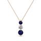 1 - Kesha (4.2mm) Round Blue Sapphire and Diamond Graduated Three Stone Drop Pendant 