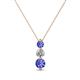 1 - Kesha (4.2mm) Round Tanzanite and Diamond Graduated Three Stone Drop Pendant 