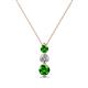 1 - Kesha (4.2mm) Round Green Garnet and Diamond Graduated Three Stone Drop Pendant 