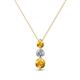 1 - Kesha (4.2mm) Round Citrine and Diamond Graduated Three Stone Drop Pendant 