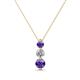 1 - Kesha (4.2mm) Round Iolite and Diamond Graduated Three Stone Drop Pendant 