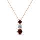 1 - Kesha (4.2mm) Round Red Garnet and Diamond Graduated Three Stone Drop Pendant 