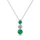 1 - Kesha (4.2mm) Round Emerald and Diamond Graduated Three Stone Drop Pendant 