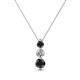 1 - Kesha (4.2mm) Round Black and White Diamond Graduated Three Stone Drop Pendant 