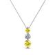 1 - Kesha (4.2mm) Round Yellow Sapphire and Diamond Graduated Three Stone Drop Pendant 