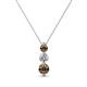 1 - Kesha (4.2mm) Round Smoky Quartz and Diamond Graduated Three Stone Drop Pendant 