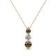 1 - Kesha (4.2mm) Round Smoky Quartz and Diamond Graduated Three Stone Drop Pendant 