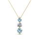 1 - Kesha (4mm) Round Aquamarine and Lab Grown Diamond Graduated Three Stone Drop Pendant 