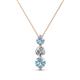 1 - Kesha (4mm) Round Aquamarine and Lab Grown Diamond Graduated Three Stone Drop Pendant 