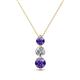 1 - Kesha (4mm) Round Iolite and Lab Grown Diamond Graduated Three Stone Drop Pendant 