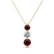 1 - Kesha (4mm) Round Red Garnet and Lab Grown Diamond Graduated Three Stone Drop Pendant 