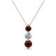 1 - Kesha (4mm) Round Red Garnet and Lab Grown Diamond Graduated Three Stone Drop Pendant 