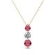 1 - Kesha (4mm) Round Rhodolite Garnet and Lab Grown Diamond Graduated Three Stone Drop Pendant 