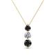 1 - Kesha (4mm) Round Black Diamond and White Lab Grown Diamond Graduated Three Stone Drop Pendant 