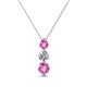 1 - Kesha (4mm) Round Pink Sapphire and Lab Grown Diamond Graduated Three Stone Drop Pendant 