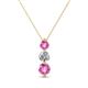 1 - Kesha (4mm) Round Pink Sapphire and Lab Grown Diamond Graduated Three Stone Drop Pendant 