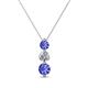 1 - Kesha (4mm) Round Tanzanite and Lab Grown Diamond Graduated Three Stone Drop Pendant 