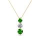 1 - Kesha (4mm) Round Green Garnet and Lab Grown Diamond Graduated Three Stone Drop Pendant 