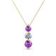 1 - Kesha (4mm) Round Amethyst and Lab Grown Diamond Graduated Three Stone Drop Pendant 