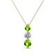 1 - Kesha (4mm) Round Peridot and Lab Grown Diamond Graduated Three Stone Drop Pendant 