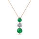 1 - Kesha (4mm) Round Emerald and Lab Grown Diamond Graduated Three Stone Drop Pendant 