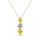 1 - Kesha (4mm) Round Yellow Sapphire and Lab Grown Diamond Graduated Three Stone Drop Pendant 