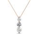 1 - Kesha (4mm) Round White Sapphire and Lab Grown Diamond Graduated Three Stone Drop Pendant 