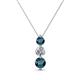 1 - Kesha (4mm) Round Blue Diamond and White Lab Grown Diamond Graduated Three Stone Drop Pendant 