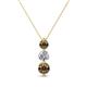 1 - Kesha (4mm) Round Smoky Quartz and Lab Grown Diamond Graduated Three Stone Drop Pendant 