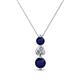 1 - Kesha (4mm) Round Blue Sapphire and Lab Grown Diamond Graduated Three Stone Drop Pendant 