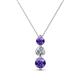1 - Kesha (4mm) Round Iolite and Lab Grown Diamond Graduated Three Stone Drop Pendant 