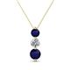 1 - Kesha (4.2mm) Round Blue Sapphire and Lab Grown Diamond Graduated Three Stone Drop Pendant 