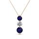 1 - Kesha (4.2mm) Round Blue Sapphire and Lab Grown Diamond Graduated Three Stone Drop Pendant 