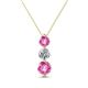 1 - Kesha (4.2mm) Round Pink Sapphire and Lab Grown Diamond Graduated Three Stone Drop Pendant 
