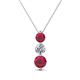 1 - Kesha (4.2mm) Round Ruby and Lab Grown Diamond Graduated Three Stone Drop Pendant 