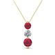 1 - Kesha (4.2mm) Round Ruby and Lab Grown Diamond Graduated Three Stone Drop Pendant 