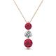1 - Kesha (4.2mm) Round Ruby and Lab Grown Diamond Graduated Three Stone Drop Pendant 