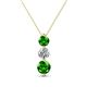 1 - Kesha (4.2mm) Round Green Garnet and Lab Grown Diamond Graduated Three Stone Drop Pendant 