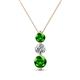 1 - Kesha (4.2mm) Round Green Garnet and Lab Grown Diamond Graduated Three Stone Drop Pendant 